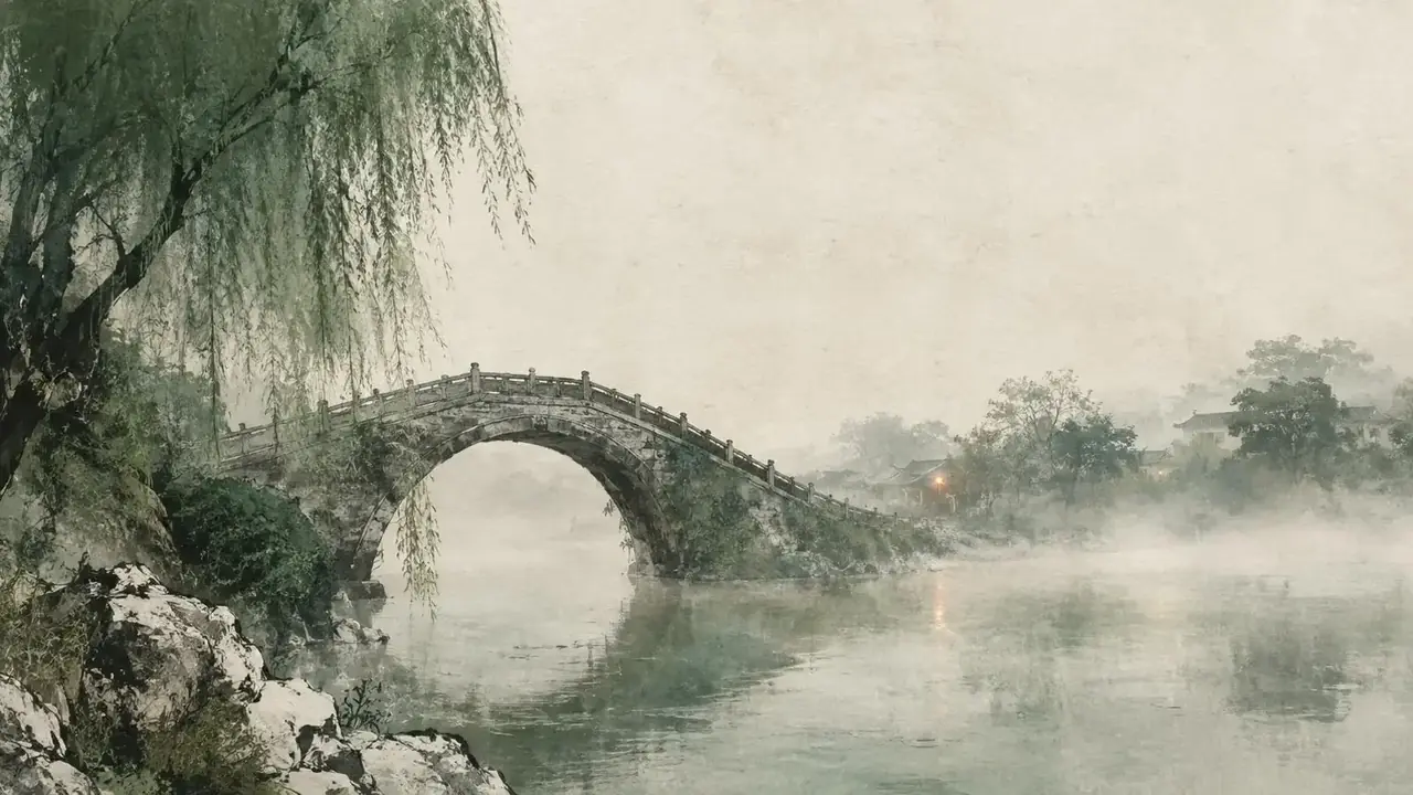 《石桥剑客》剧照横版：十年前一场误会，秦石没有拔剑，只在桥头站着。十年后对方回来了，他才发现自己在等的不是道歉。